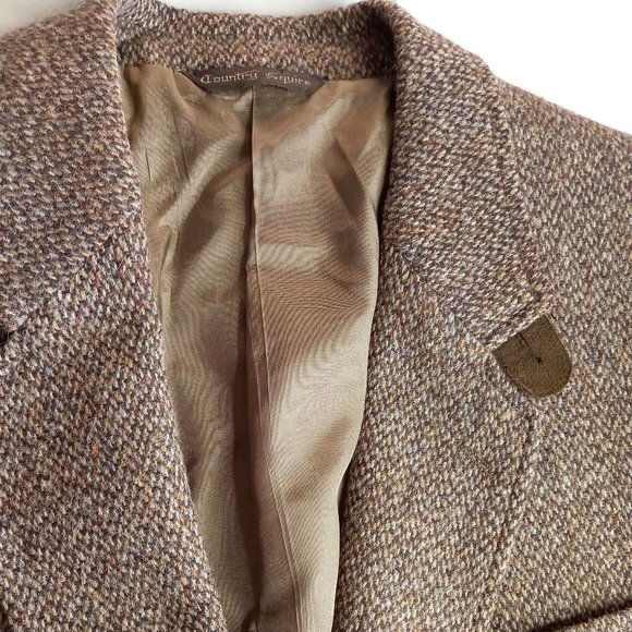 Vintage Harris Tweed Light Brown Wool Double Button Jacket Blazer (LRG 42) - Picture 8 of 13